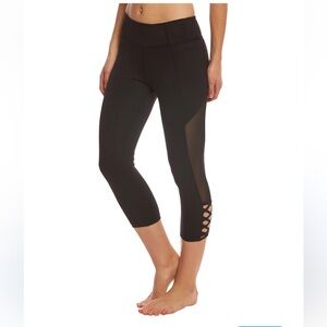 Betsy Johnson Leggings Black Mesh Insert Cutouts Large 30” w x 22” inseam
